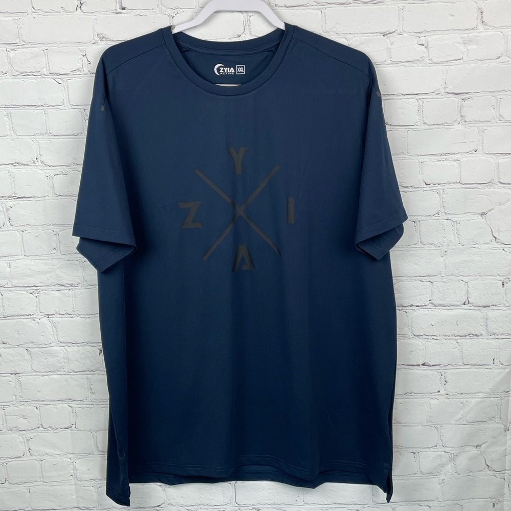 ZYIA Active Men’s Short Sleeve Tee Shirt Navy Blue XXL NWT